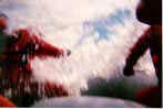 Getting splashed by the rapids