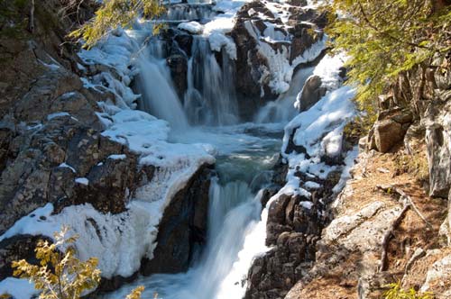 rocky waterfall in the winter