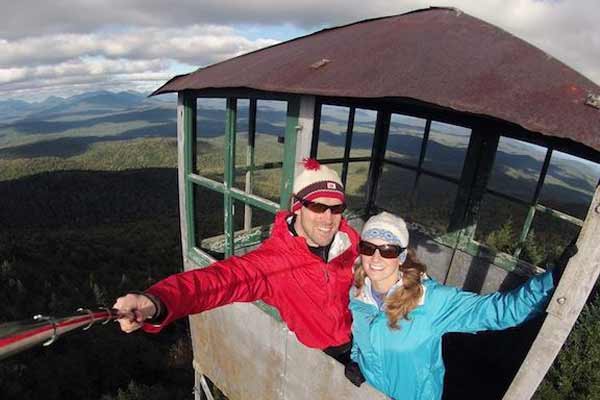 couple selfie on a fire tower