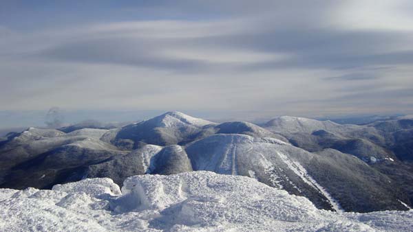View of neighboring mountains in winter from Mount Algonquin
