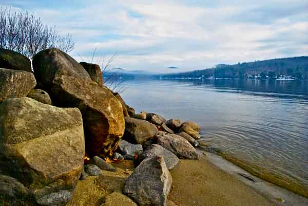 Rocks on the shore of a lake