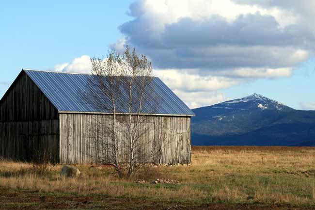 Old barn with Whiteface Mountain in the background