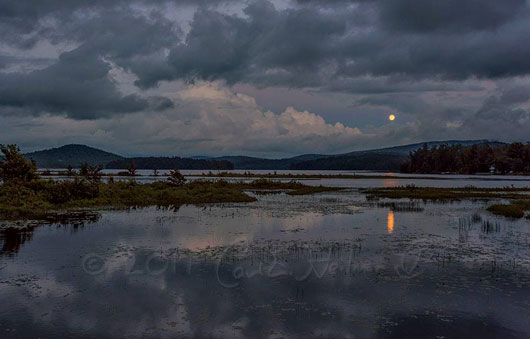 full moon over a lake