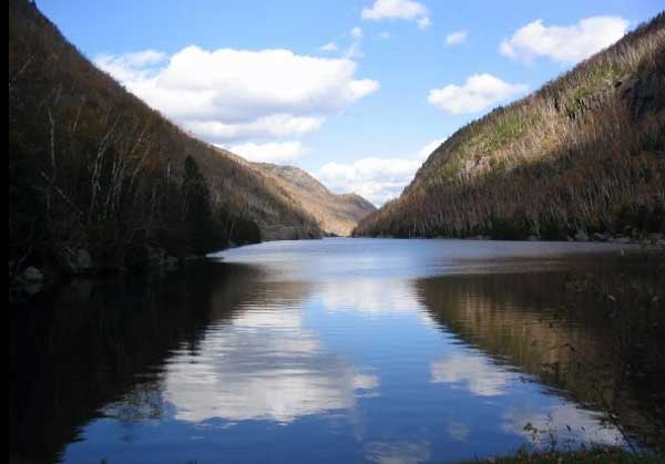 a lake surrounded by moutains in spring