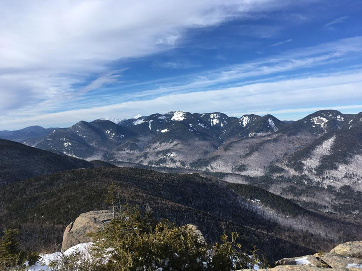 view from noonmark mountain summit in the winter