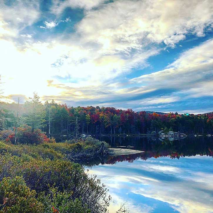 fall at a remote pond in the adirondacks