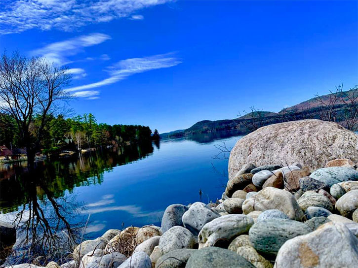 schroon lake on a sunny day