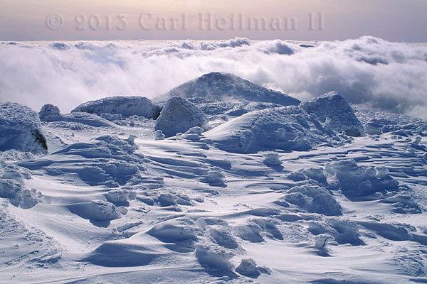 winter scene above the clouds