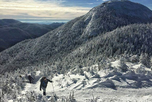 hiking mt colden in winter