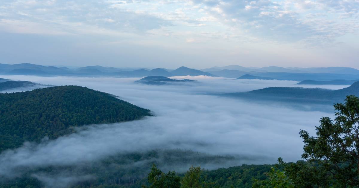 mountain summit with fog