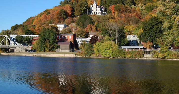 a waterway near houses