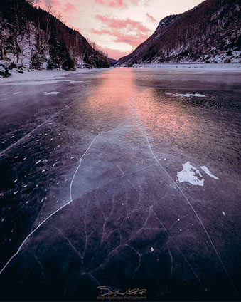 cracked ice on lake