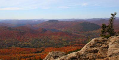 view from summit at Crane Mountain with fall foliage