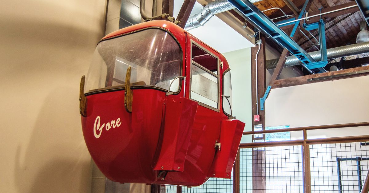 an old red gore mountain gondola cabin