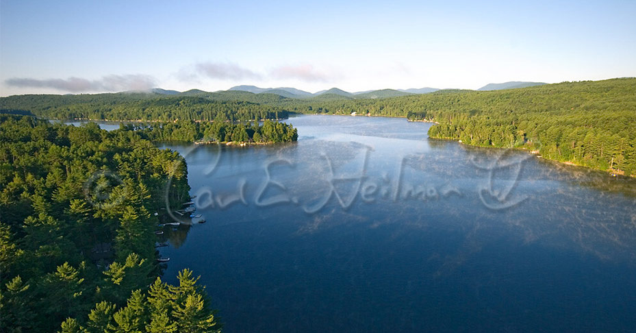 aerial view of an adirondack lake