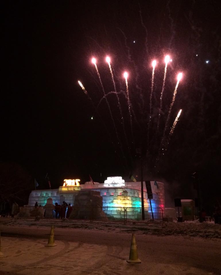 ice palace at night