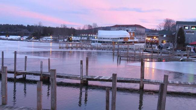 Lake George dock at sunset