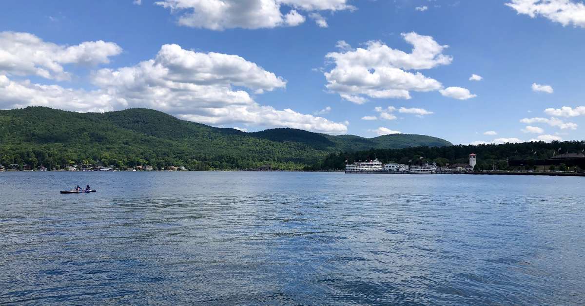 kayakers paddling on lake george