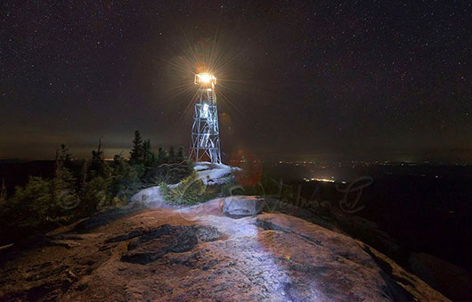 fire tower with light on