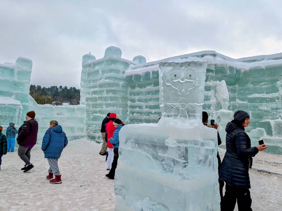 people at ice palace with spongebog square pants s