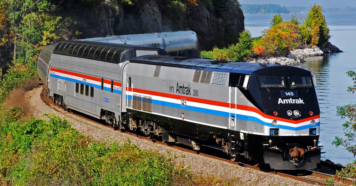 train going through foliage