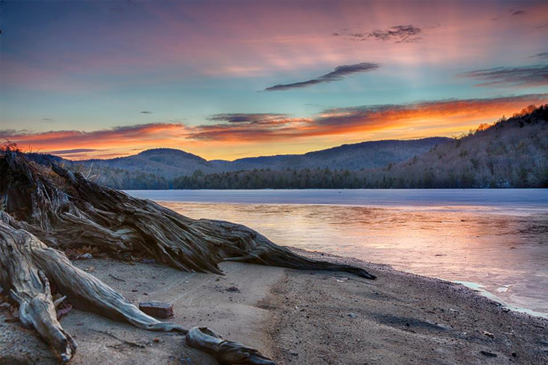 sunrise over pine lake