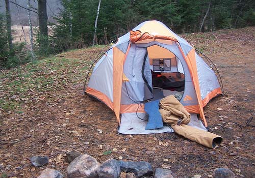 tent near sacandaga river