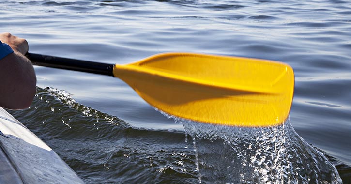 yellow kayak paddle