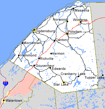 St. Lawrence County NY Map