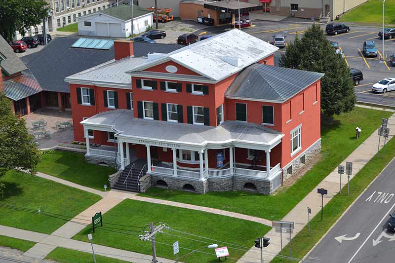 Parish Mansion, a large home painted red that houses the Frederic Remington Art Museum in Ogdensburg NY 