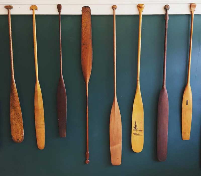 Paddles from a personal collection on display at TAUNY