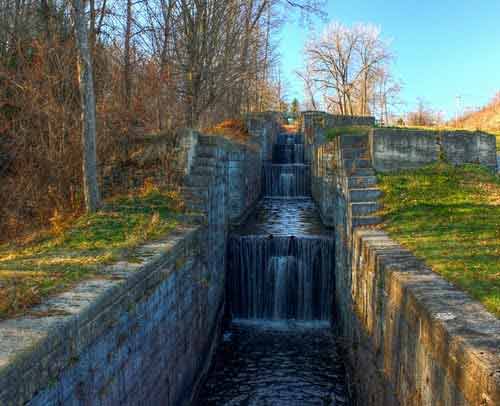 View from the base of the Five Combines Locks near Kingsbury NY